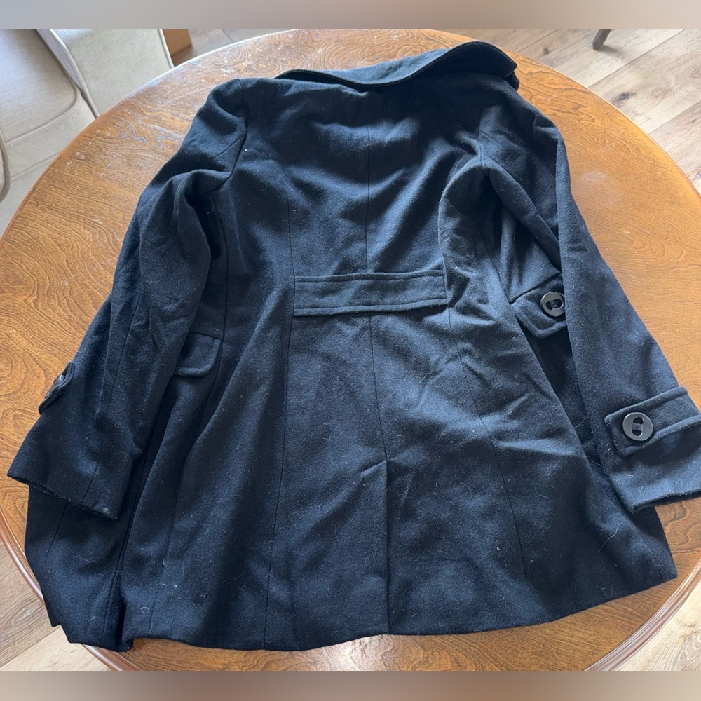 Wet Seal Black Cheetah Line Peacoat, size medium. - Picture 2 of 5